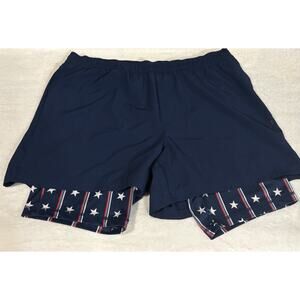DSG Shorts Men's Large Blue Navy Athletic Workout Lined American Flag Training